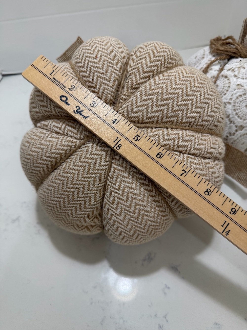 Neutral Lace and Burlap Decorative Pumpkins - Set of 3 - Picture 13 of 13
